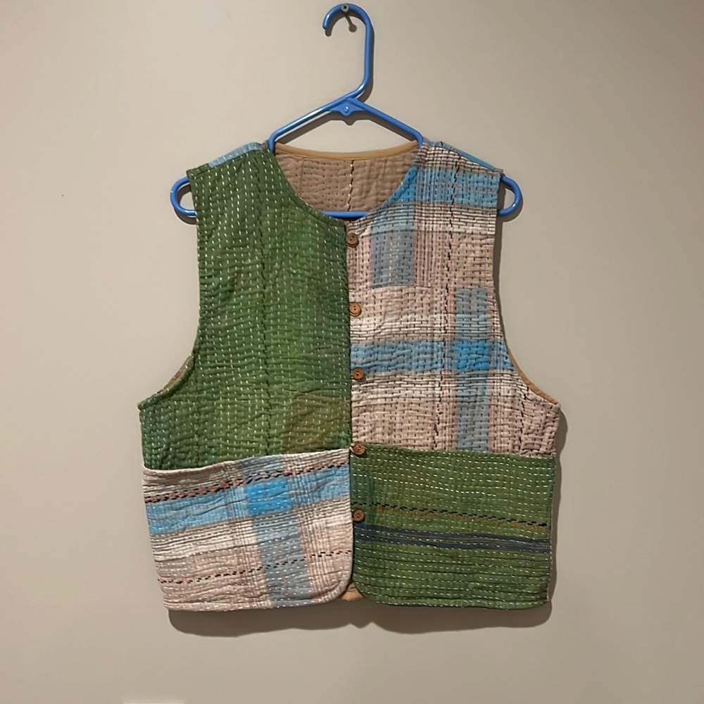 Vintage hand-sewn color block vest